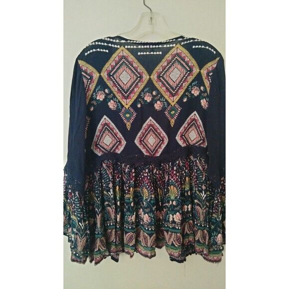 Women's small open tie front long sleeve blouse - made in India - Picture 5 of 10